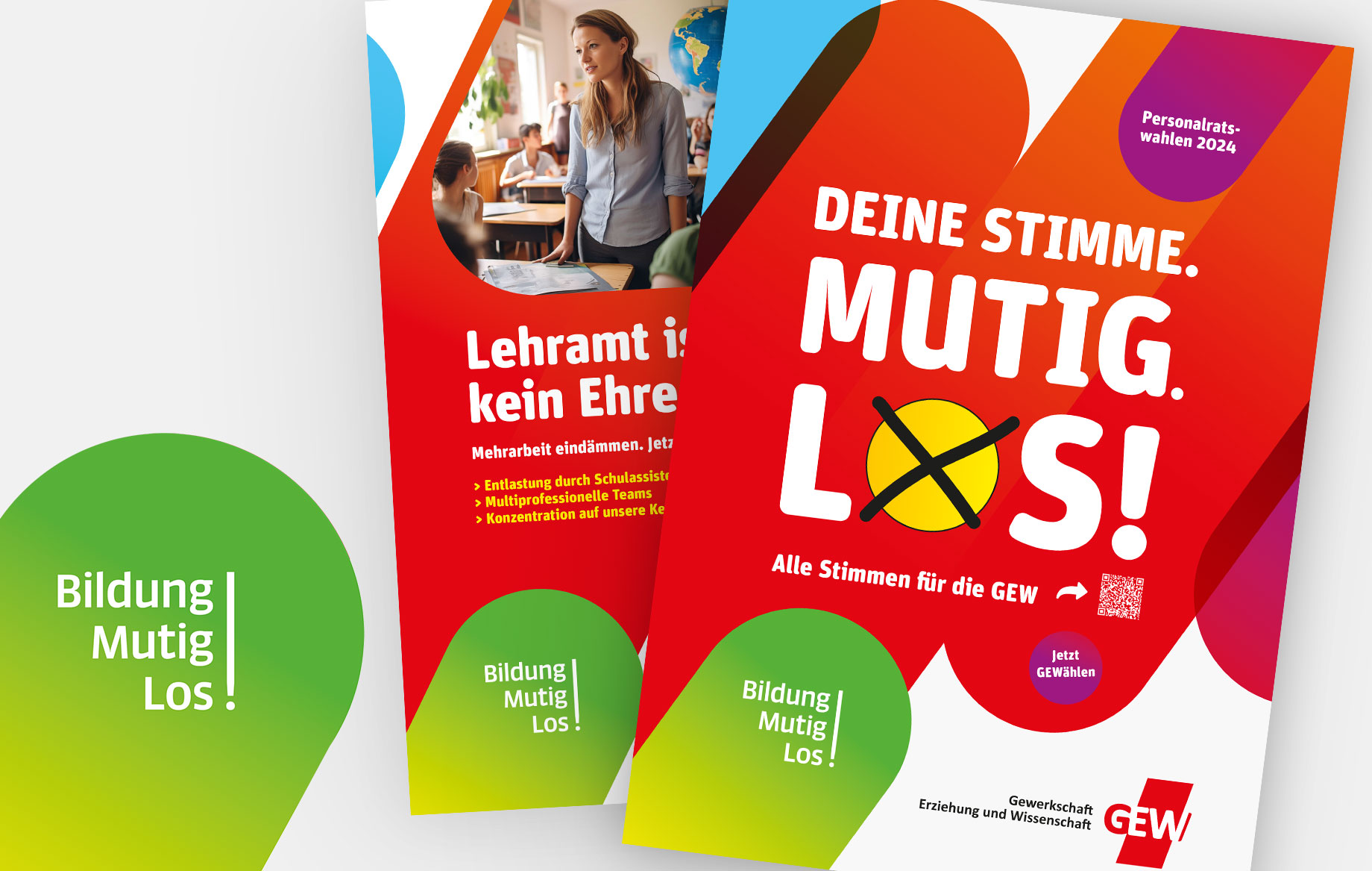 „Bildung Mutig Los!“ mit diesem aktivierenden Claim, auffallenden Farben und eingängigen Slogans waren die Plakate an den Schulen ein Blickfang.